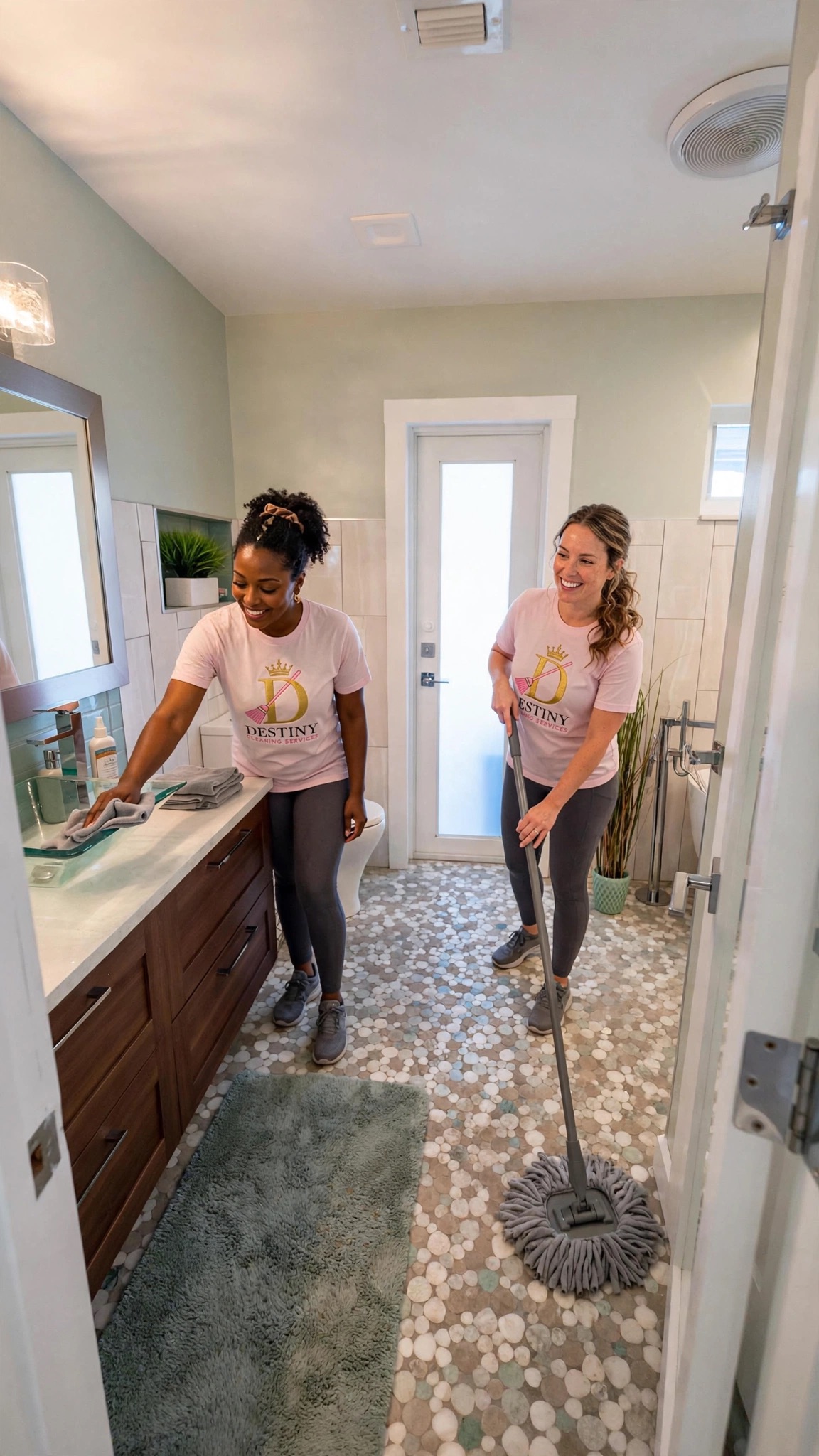 Spa-style bathroom after cleaning